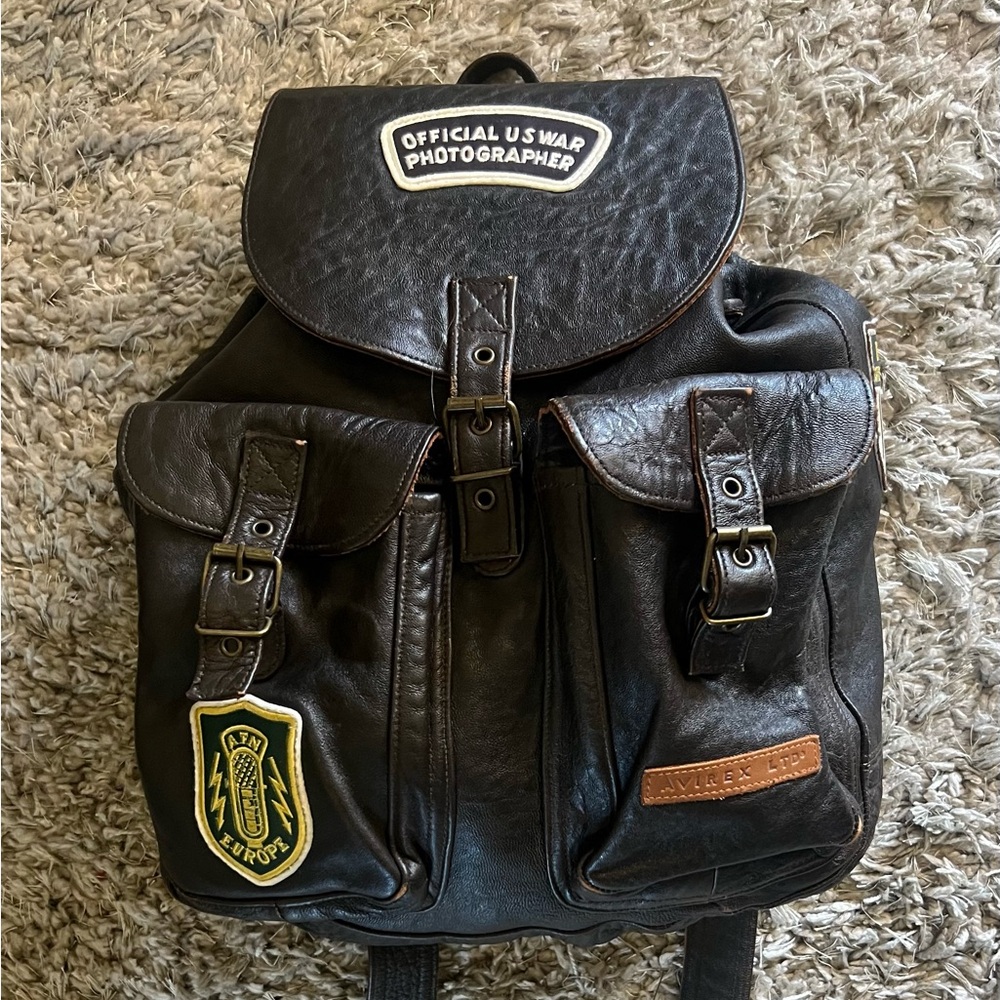 AVIREX Leather Military Backpack RARE